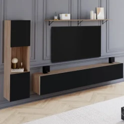 Meuble TV 180 cm avec colonne et étagère