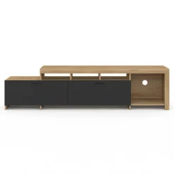 Meuble tv 180 cm bois placards noirs