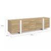 Meuble TV 180 cm PHOENIX 4 portes + 2 tiroirs bois et blanc