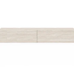Meuble TV 180 cm suspendu 2 portes bois effet travertin