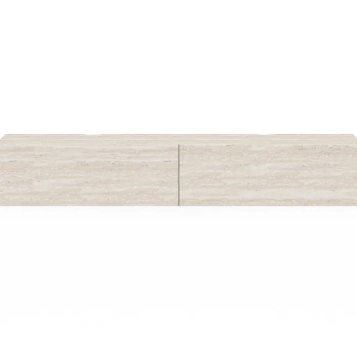 Meuble TV 180 cm suspendu 2 portes bois effet travertin