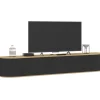 Meuble TV 180 cm suspendu 3 portes bois et noir