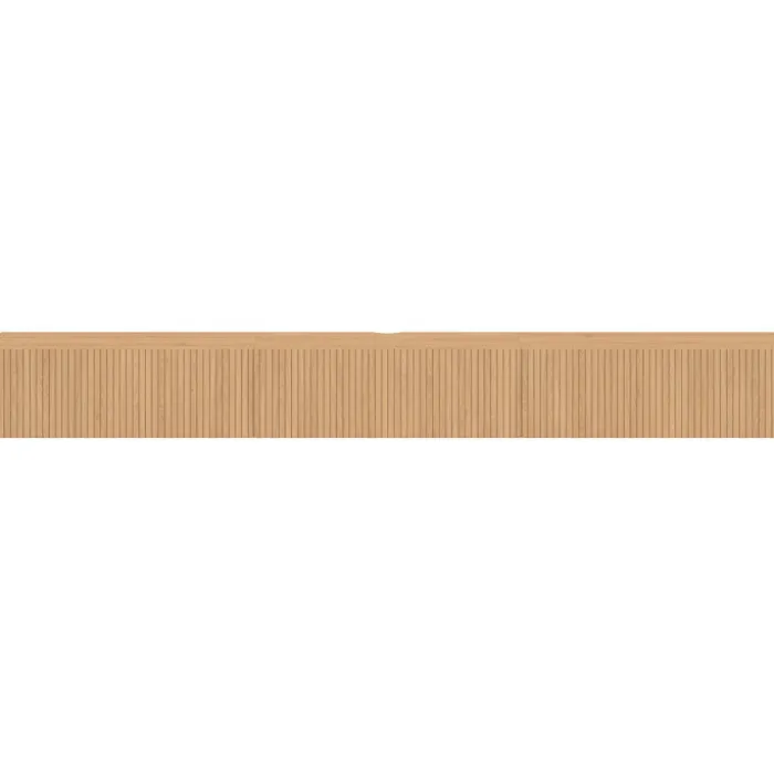 Meuble TV 270 cm suspendu 3 portes lattes tasseau bois coloris chêne