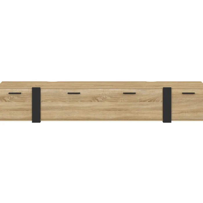 Meuble TV 180 cm suspendu 3 portes design industriel