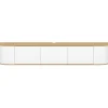Meuble TV 180 cm suspendu 3 portes bois et blanc