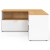 Meuble TV 90 x 90 cm d'angle façon hêtre et blanc