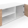 Meuble TV blanc et imitation hêtre