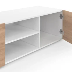 Meuble TV blanc et imitation hêtre