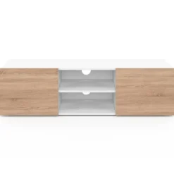 Meuble TV blanc et imitation hêtre
