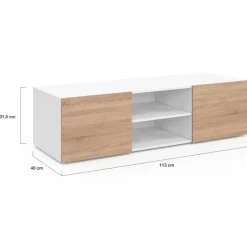 Meuble TV blanc et imitation hêtre