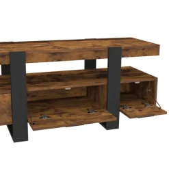 Meuble TV bois effet vieilli et noir avec tiroirs