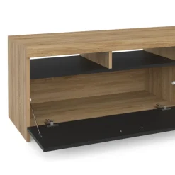 Meuble TV bois et placard noir moderne