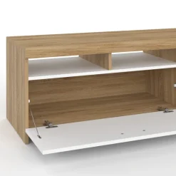 Meuble TV bois et placard blanc moderne