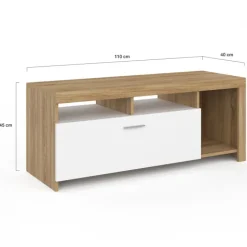 Meuble TV bois et placard blanc moderne