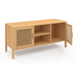 Meuble TV cannage 110 cm avec 2 portes