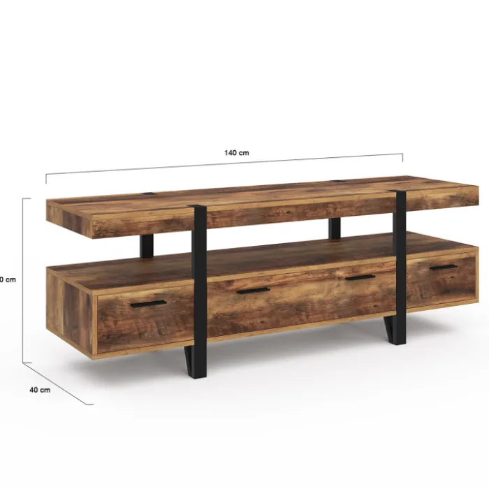 Meuble TV 140cm avec rangements