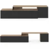 Meuble TV 180-240 cm modulable d’angle rotatif bois et noir