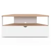 Meuble TV d'angle 100 cm en bois façon hêtre et blanc