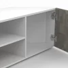 Meuble TV d'angle effet béton et blanc 110 cm