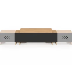 Meuble TV extensible 140-240 cm 2 portes bois et noir