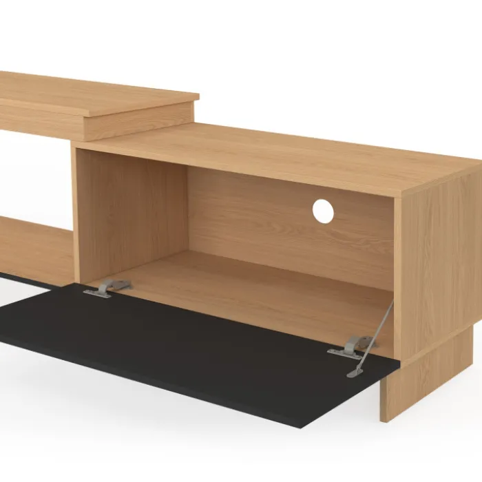 Meuble TV extensible 140-240 cm 2 portes bois et noir