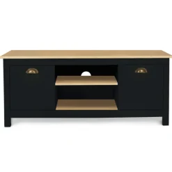 Meuble TV noir 113 cm 2 placards