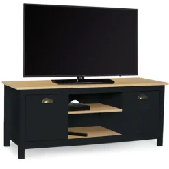 Meuble TV noir 113 cm 2 placards