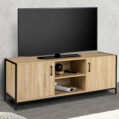 Meuble TV style industriel 2 portes 140 cm