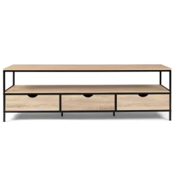 Meuble TV style industriel 3 tiroirs 160 cm