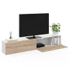 Meuble TV suspendu blanc et bois