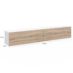 Meuble TV suspendu blanc et bois