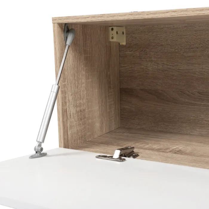 Meuble TV suspendu bois et blanc