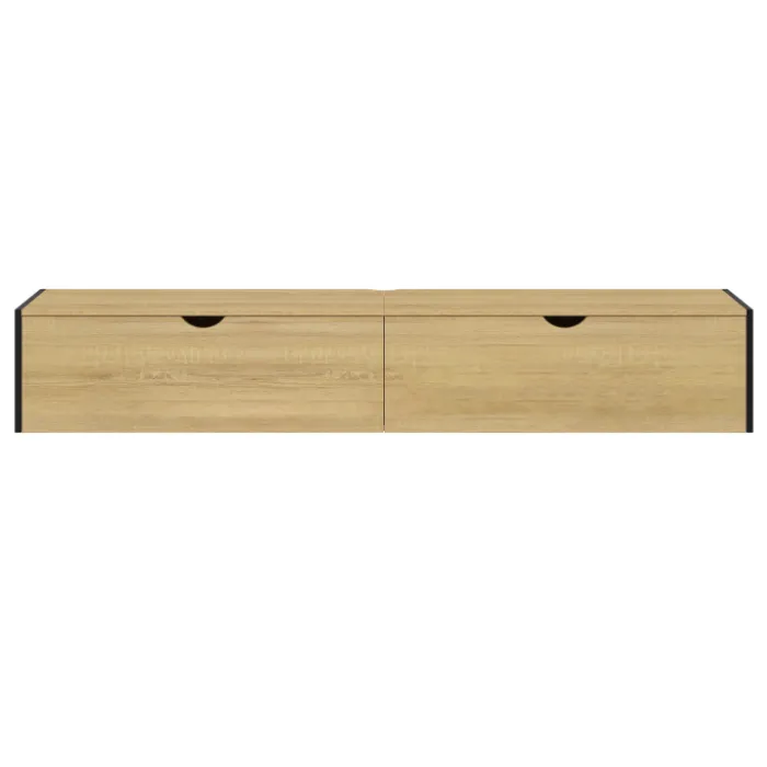 Meuble TV suspendu industriel 180 cm avec 2 portes