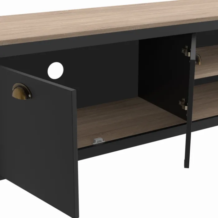 Meuble TV vintage bois et noir