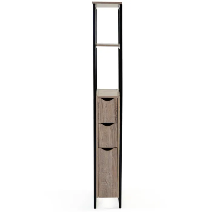 Meuble WC 3 portes DETROIT design industriel avec étagères