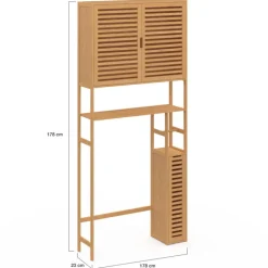 Meuble WC en bambou avec 1 placard double et 1 étagère