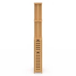 Meuble WC en bambou avec 2 portes et étagères