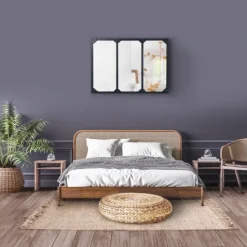 Miroir façon verrière noir 80 x 60 cm