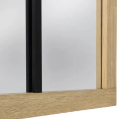 Miroir verrière bois et métal design industriel 110x70 cm