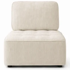 Module de canapé et fauteuil en velours côtelé beige