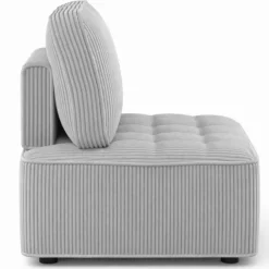 Module de canapé et fauteuil en velours côtelé gris clair