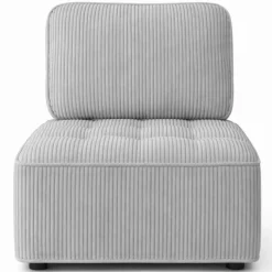 Module de canapé et fauteuil en velours côtelé gris clair