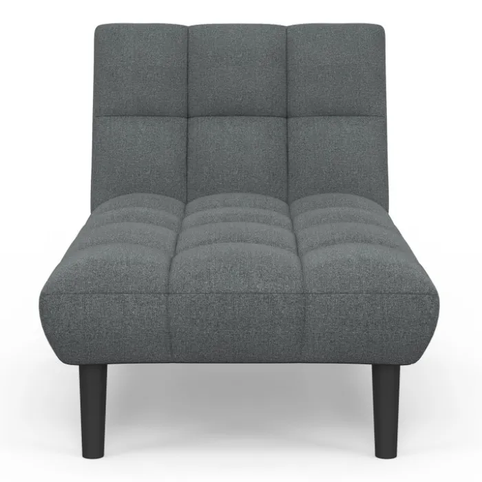 Méridienne clic clac tissu gris anthracite capitonnée 80 x 180 cm