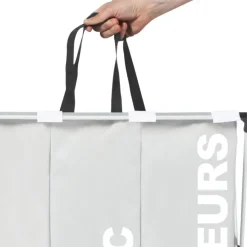 Panier à linge pliable gris 3 compartiments
