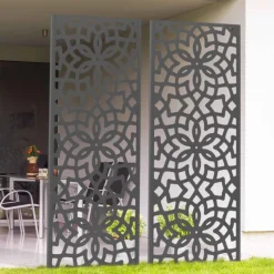 Panneau décoratif extérieur motif azulejo gris 150x50cm