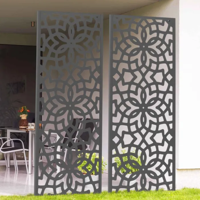 Panneau décoratif extérieur motif azulejo gris 150x50cm
