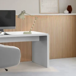 Panneaux acoustiques en tasseaux de bois chêne clair et noir de 240 x 60 CM