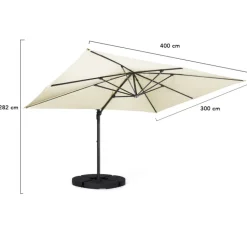 Parasol déporté inclinable 3x4 m rotatif 360 blanc écru