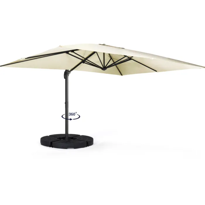 Parasol déporté inclinable 3x4 m rotatif 360 blanc écru