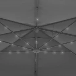 Parasol déporté inclinable 3x4 m rotatif 360 gris avec LED